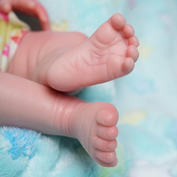 🆕18 inch Full Body Platinum Silicone Bald Baby Doll Closed Eyes Smiling Girl - Picture 13 of 14